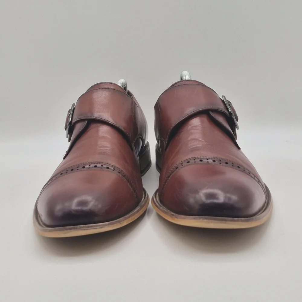 Stacy Adams Shoes Mens Size 10.5 Brown Monk Strap Cap Toe Oxford Dress 25102-221